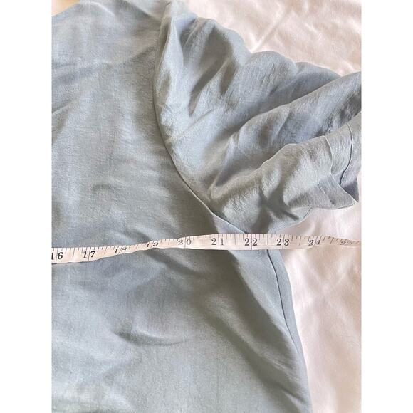 Eileen Fisher Minimalist Capsule Blue Steel V-Back 100% Silk Dupioni Blouse XL - Picture 4 of 7